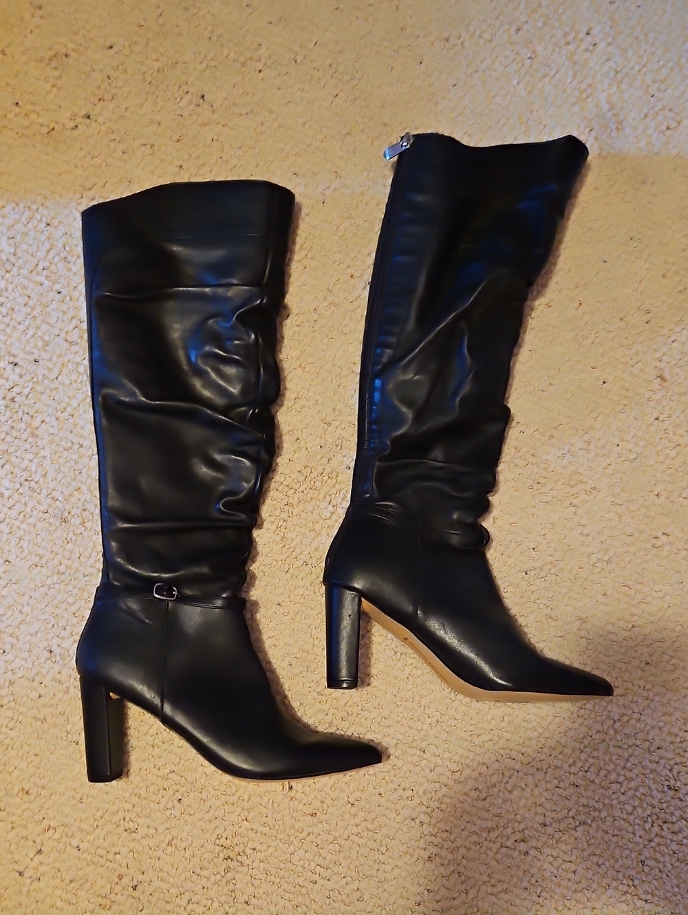 Women’s Black Over-the-Knee Pointed Toe Block Heel Boots